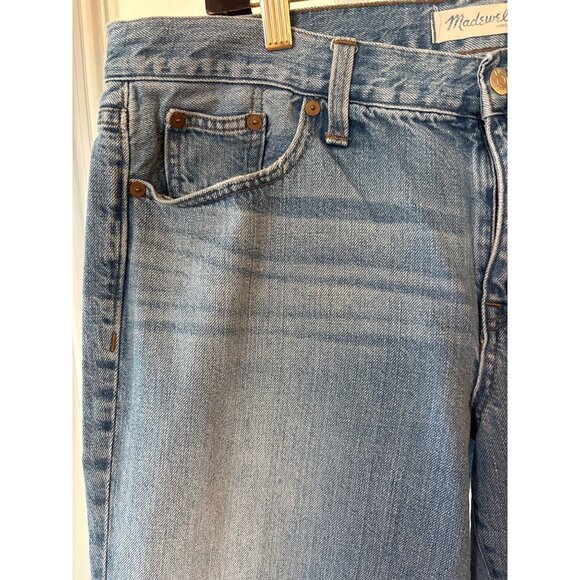 Madewell Jeans Size 32 X 29 Straight Leg Mid Wash 100% Cotton Ankle Comfort - Picture 4 of 10